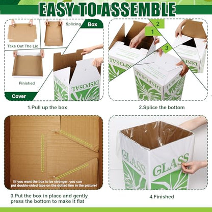 Resurhang 6 Pcs Broken Glass Disposal Box 12" L x 12" W x 20" H Floor Model - size: 12"L x 12"W x 20"H Floor Model