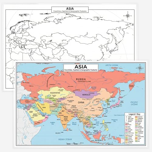 World Geography Map Set – 9-Pack Laminated 11x17 Dry Erase Study Maps | Double-Sided Classroom Learning Tools with Color Maps Front & Blank Outline Backs | Reusable Homeschool Practice, Test Prep & Memorization Aid - color: 9-Pack Bundle