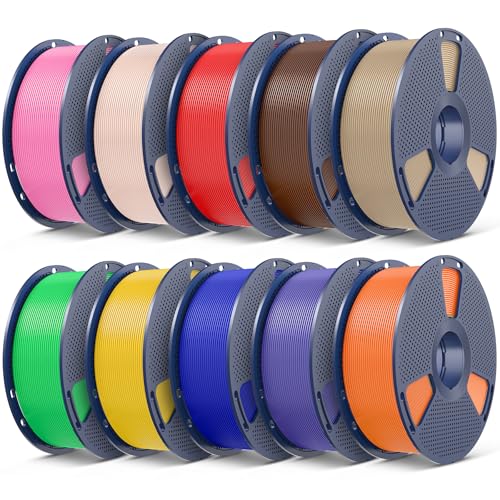 SUNLU PLA Plus 3D Printer Filament, 1.75mm, 10 Colors - color: Coffee Brown+red+klein Blue+green+vivid Yellow+sunny Orange+lavender Purple+pink+beige+oak, size: 10 kg