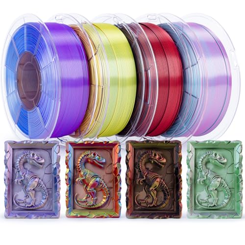 ZIRO Silky Tricolors PLA Filament Pack, 4kg Color Change by Angle Material - color: Silky Triple Color-4pack (Aurora, Punk Metal, Shimmer, Moonlit Lake)
