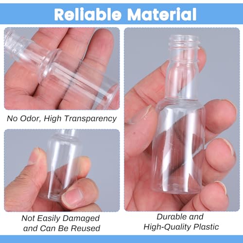 100 Pcs Clear Plastic Mini Liquor Bottles with Caps, 1 Oz Small Empty Alcohol Spirit Bottles for Wedding, Party Favors, Hot Sauce, and DIY Craft