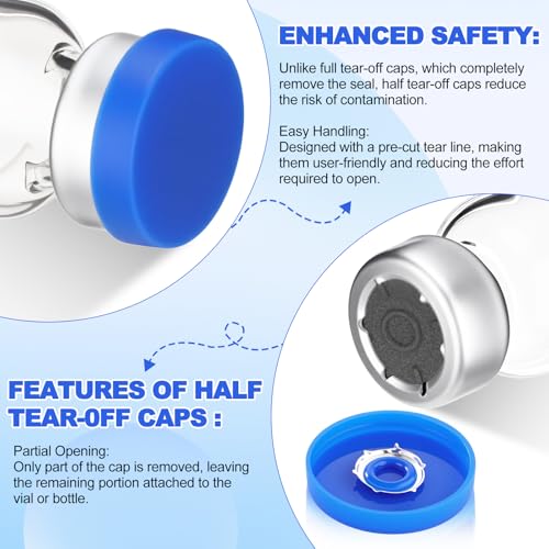 50 Pcs 2ml Sterile Vials Empty Vials for Injection, Blue Lid - color: Blue Lid