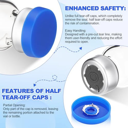 50 Pcs 2ml Sterile Vials Empty Vials for Injection, Blue Lid - color: Blue Lid