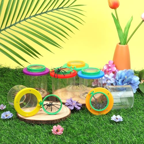 Coopay 6 Pcs Insect Bug Viewer for Kids - Bug Jars, Critter Insect Cage, Bug Container, Bug Catcher, Magnifying Insect Box for Children, Kids Science Nature Exploration Collecting Kit - style: 6 Pack Set