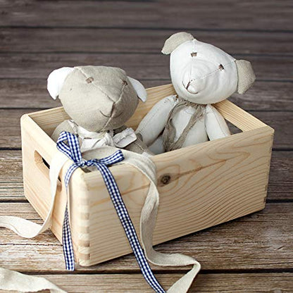 Creative Deco Large Wooden Crate Nesting Crate Handles - color: Beige, size: L
