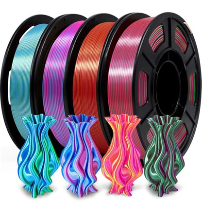 YOUSU Silk Dual Color PLA 3D Printer Filament Bundle, 250g, 4 Spools - color: 1-a-dual Color 250g*4 Pack