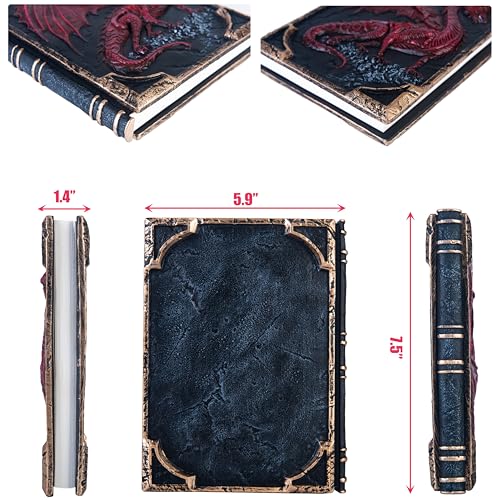 Handmade Flying Dragon Embossed Journal,Resin Engraving Notebook,Lined Paper,Hardcover Travel Notepad for Writing,Sketchbook,Collection,Gift,Decoration Diary for Man Woman A5 Size (New red flying dragon) - color: New red flying dragon
