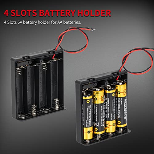 DAIERTEK 4 AA Battery Holder with Switch 6V Battery Case Holder with Cover 4 Slots 1.5V AA Battery Storage Box with Wires Battery Connector -3pcs - color: 4AA