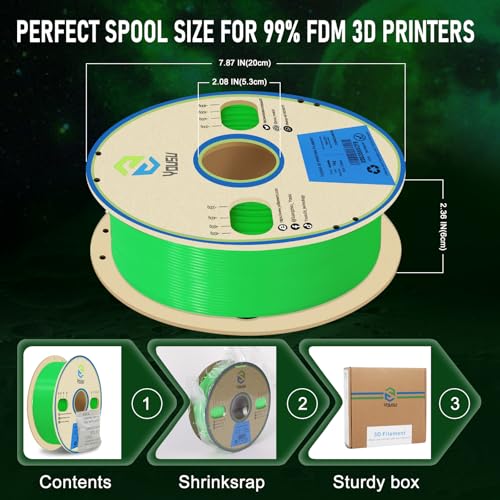 YOUSU Glow in The Dark Light Green PLA Filament 1.75mm 1kg - color: A2-glow Green, size: A-Glow in dark PLA