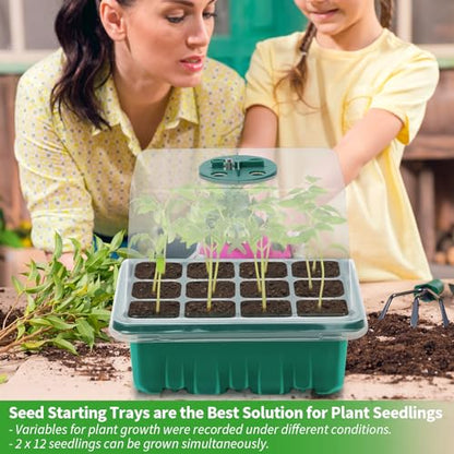 Seed Starter Trays with Grow Light Kit, 2 Pack Plant Greenhouse Propagator - size: 2-Pack (Green)