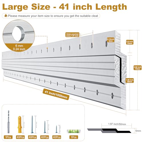 16 Pairs French Cleat 41 inch, Heavy Duty Aluminum Picture Hanger - size: (16 Pair) 41-inch