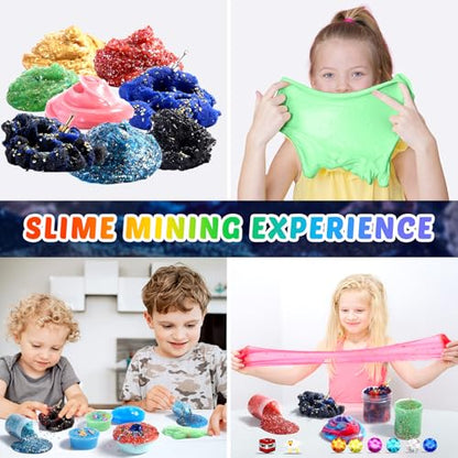 UIVIEHIR Science Exploring Slime Kit for Kids, Crunchy Slime, Stress Relief, Minerals DIY Toy, Party Favors for Girl Boys 6 7 8 9 10 11 12