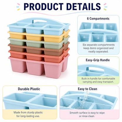 6 Pack Classroom Caddy with Handle, 6 Compartment (Groovy) - color: Groovy
