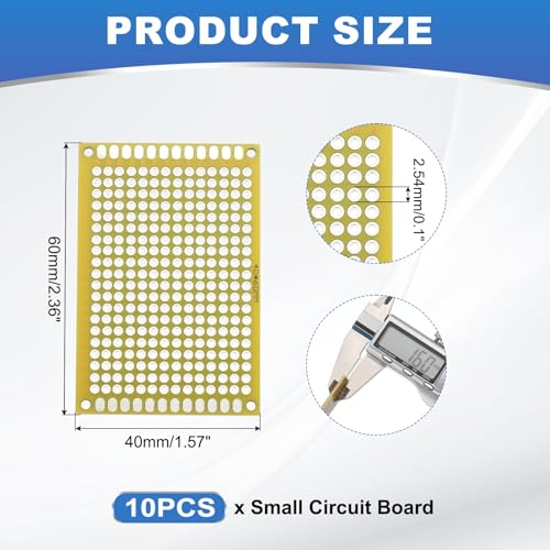 MECCANIXITY 10Pcs Solderable Breadboard, 2.36"x1.57" Double Sided Circuit Board Yellow Tinned PCB Board Small Prototype Board for DIY Electronics Projects Apply to Soldering Projects - color: Yellow Tinned, size: 2.36"x1.57"