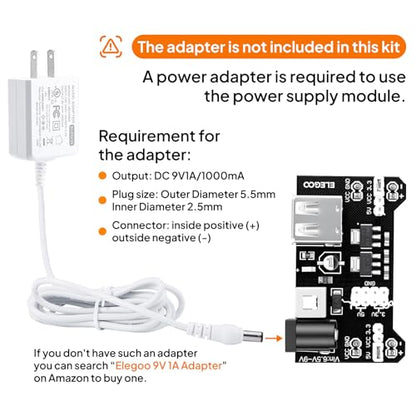 ELEGOO Upgraded Electronics Fun Kit w/Power Supply Compatible with Arduino