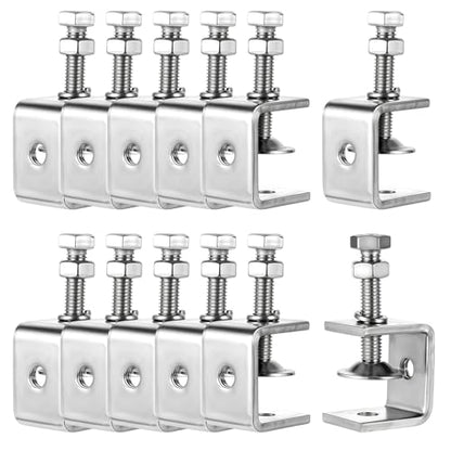 12 Pack 304 Stainless Steel Small C Clamps, 1 Inch Mini C Clamps, Mini Tiger Clamp Woodworking Clamp With Stable Wide Jaw Opening For Woodworking, Mounting, Welding