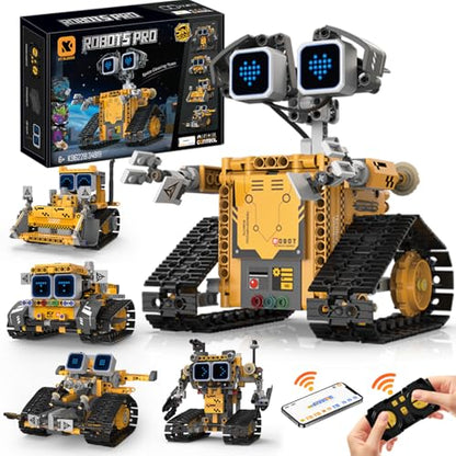 Gohero Robot Building Kit，5 in 1 STEM Toys for Boys Toys Age 8-10 with Remote & App Control，Robotics Technic Kits with 16 LED Expressions，Christmas & Birthday Gifts for Teen Boys & Grils (373 PCS)