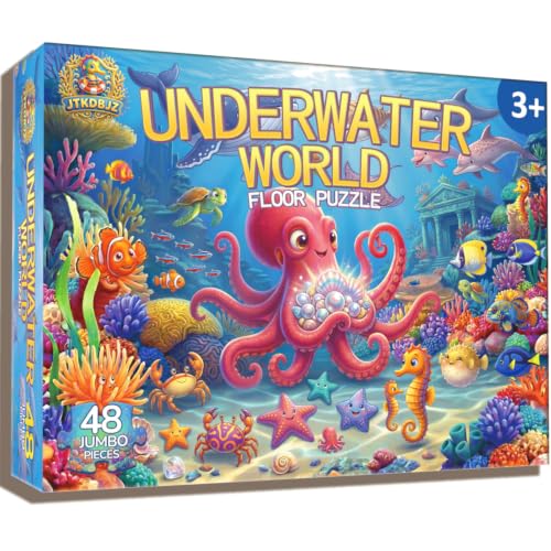 Jumbo Floor Puzzles for Kids Ages 3-5 48 Piece Ocean Educational Toy - color: Underwater World