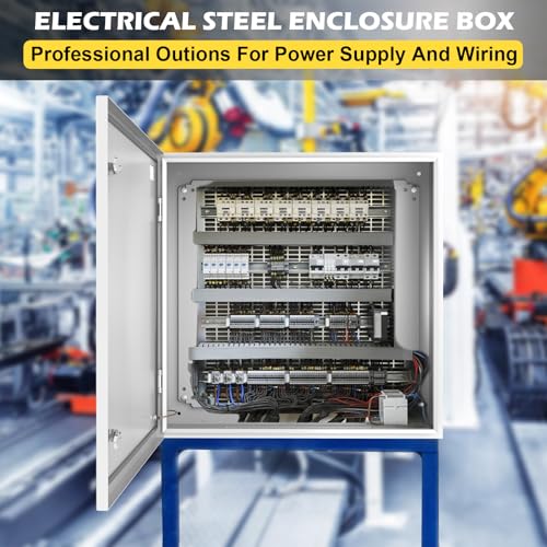 Outdoor Electrical Junction Box 24"x24"x8", NEMA Steel Enclosure IP66, Waterproof Metal Electrical Box with Mounting Plate, Powder-Coated, Dustproof, Weatherproof, Hinged Door - size: 24"x24"x8"