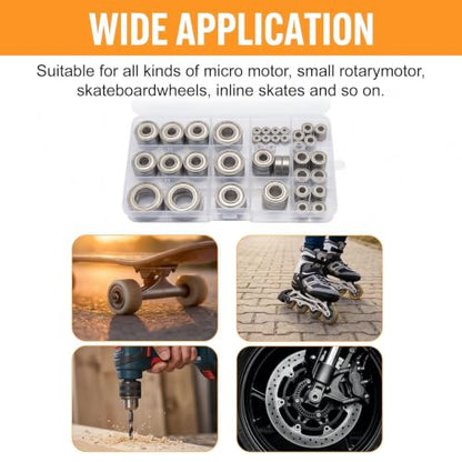 70 PCS Ball Bearings – 10 Size Carbon Steel Deep Groove Bearing Assortment Kit (627ZZ, 608ZZ, 6000ZZ, 6903ZZ, 626ZZ, 6900ZZ, 687ZZ, 685ZZ, 693ZZ, 695ZZ), Double Shielded & Pre-Lubricated
