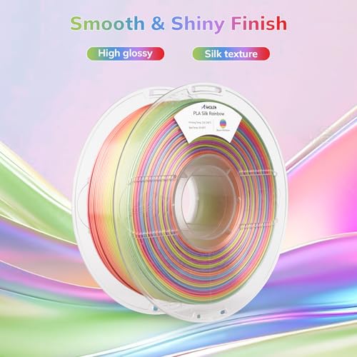 AMOLEN Silk PLA 3D Printer Filament, Shiny Multicolor Rainbow 1.75mm, 1KG - color: Bloom