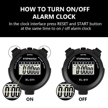 Vicloon Digital Sports Timer, Simple Travel Stopwatch with Large Display, Single Lap Split Timer, 12/24 Hour Clock Alarm Date (Black) - color: Black