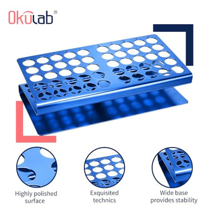 Aluminum Stainless Steel Test Tube Rack, 50 Round Holes Blue Test Tube Holder for Classroom, Lab, Suitable for Tubes of Dia.≤17mm, TTRS50BA1 - size: 50 Holes, Blue, for Tubes of Dia.≤17mm