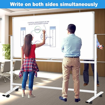 BSTPCOO Large Double-Sided Rolling Whiteboard on Wheels 72x48 Inch - color: Silver, size: 72"W x 48"H