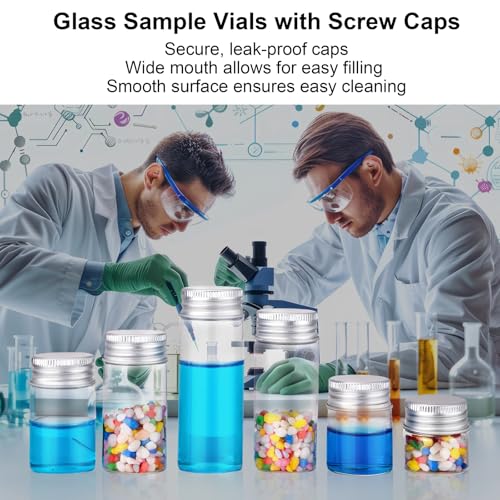 24Pcs 30mL Tiny Jars Clear Glass Vials, Silver Aluminum Screw Caps