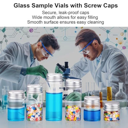 24Pcs 30mL Tiny Jars Clear Glass Vials, Silver Aluminum Screw Caps
