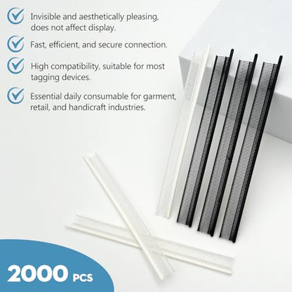 2000PCS Micro Stitch Gun Fasteners Kit – 0.18 Inch Extra-Fine Tagging Gun Fasteners for Mini & Micro Stitch Guns (1000 White + 1000 Black)