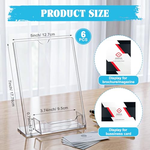 6 Pcs Acrylic Sign Holder Business Card Holder, 5 x 7 Inch, Top Insert - color: Top Insert, size: 5 x 7 Inch