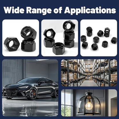 ZQZ 1/4-20 Stainless Steel Nylon Lock Nuts,65Pcs Nylock Insert Nut Black304 - color: Black, size: SAE 1/4-20; 65pcs