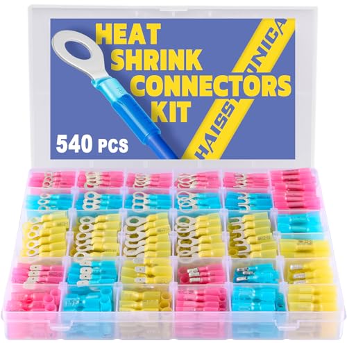 haisstronica 540PCS Heat Shrink Wire Connectors, 22-10 AWG, 30 Sizes