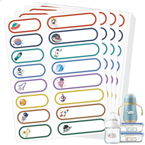 480 Pcs Waterproof Name Labels for Daycare, Self-Laminating, Kids - style: Cute Astronaut Style