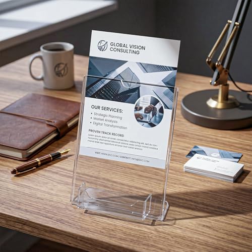 6 Pcs Acrylic Sign Holder Business Card Holder, 5 x 7 Inch, Top Insert - color: Top Insert, size: 5 x 7 Inch