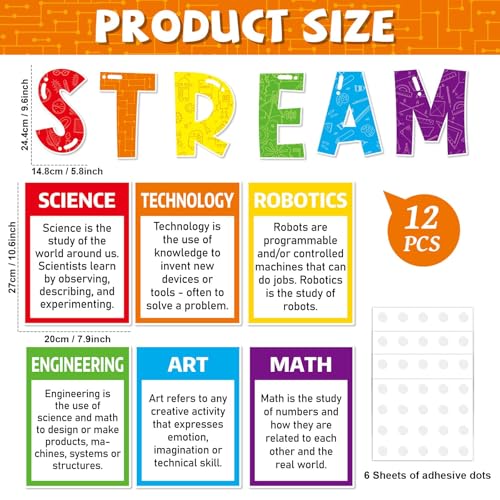 Stream Science Bulletin Board Set STEM Classroom Decorations Scientist Posters Gear Shaped Cutouts Educational Chalkboard Banner Wall Door Decor for Teacher Elementary Middle High School (Colorful) - color: Colorful