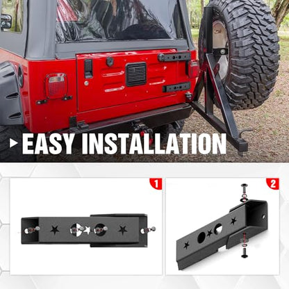 YZONA for Wrangler TJ Heavy Duty Reinforced Tailgate Hinge Set Compatible with 1997-2006 Wrangler TJ 2 PCS Steel Rear Door Hinges Tail Gate Hinge Bracket for 2/4 Door (Black) - size: Wrangler TJ