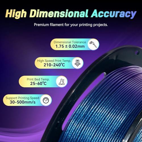 FLASHFORGE Chameleon Rapid PLA Filament 1.75mm Nebula Purple, PLA Color Shift High Speed 3D Printer Filament, Max 500mm/s Fast Printing, Display Shimmering Effects from Various Angles and Light - color: Chameleon Nebula Purple
