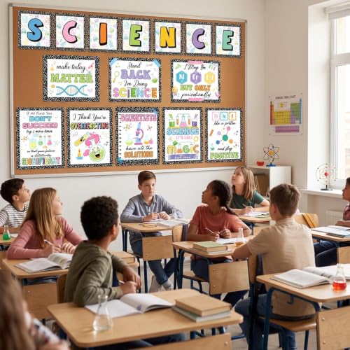 Marspark 18 Pcs Composition Notebook Science Posters for Classroom, Inspirational Science Posters Classroom Decor, Educational Bulletin Board Sets for Elementary Middle High Schools Supplies - style: Science