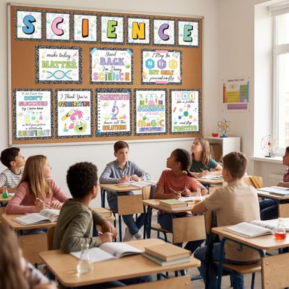 Marspark 18 Pcs Composition Notebook Science Posters for Classroom, Inspirational Science Posters Classroom Decor, Educational Bulletin Board Sets for Elementary Middle High Schools Supplies - style: Science