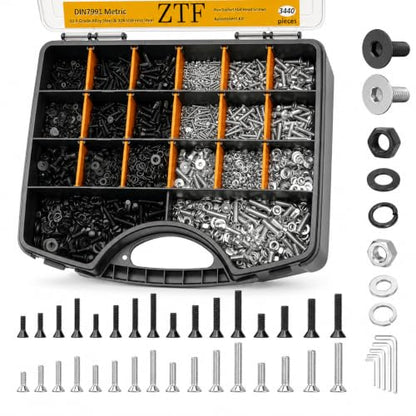 ZTF 3440pcs Metric Screw Assortment Kit, M2 M3 M4 M5 Machine Screws - size: M2 M3 M4 M5