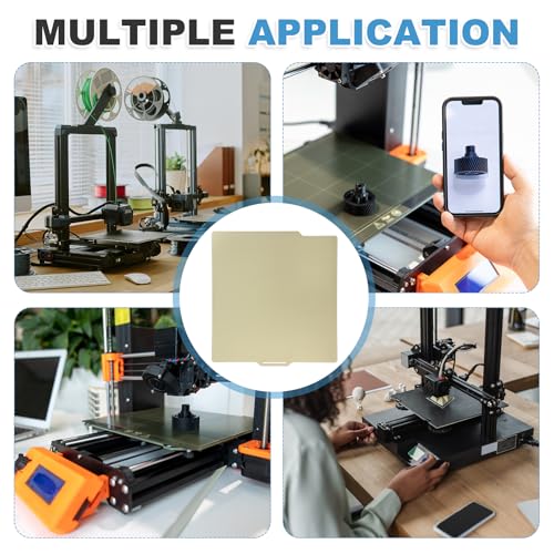 MECCANIXITY PEI Build Plate 257x257mm, Double Side Gold Textured PEI Sheet Spring Steel Build Plate for Bambu Lab P1P/P1S /X1/X1C/A1 3D Printer - size: 257x257mm, style: Double Side Gold PEI