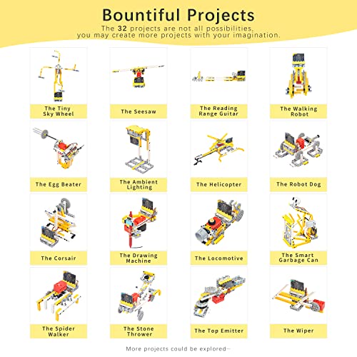ELECFREAKS microbit 32 in 1 Wonder Sensor Kit, Makecode Programmable Learning Kit with Building Bricks/Sensors/Wukong Expansion Board(Without Micro:bit)