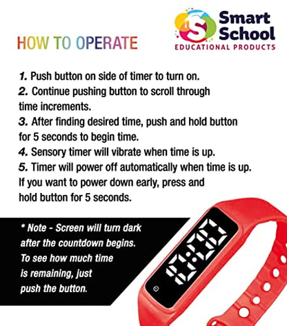 Sensory Wrist Timer for Kids, Teachers, Students, Simple Reminder Watch with Silent Alarm Clock Wristband, Classroom Countdown (Red) - color: Red