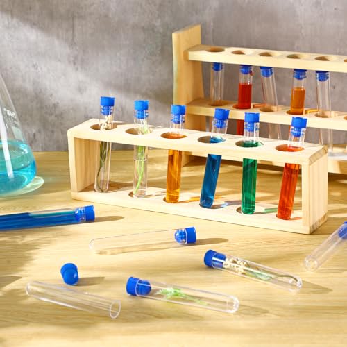 Flutesan 200 Pcs Clear Plastic Test Tubes,16 x 100 mm(10 ml),Blue - color: Blue