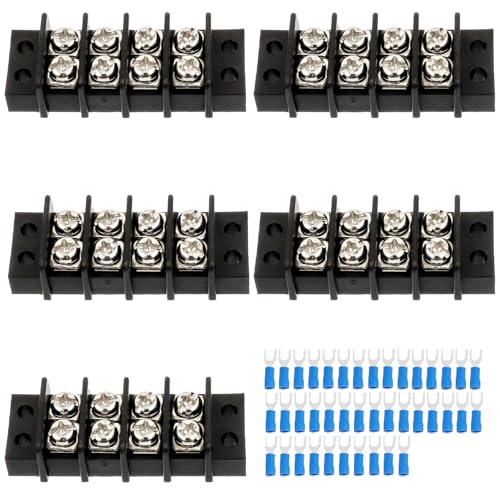 5PCS 4 Circuits Dual Row Screw Terminals Strip with 40PCS Connector - style: 4 Circuits