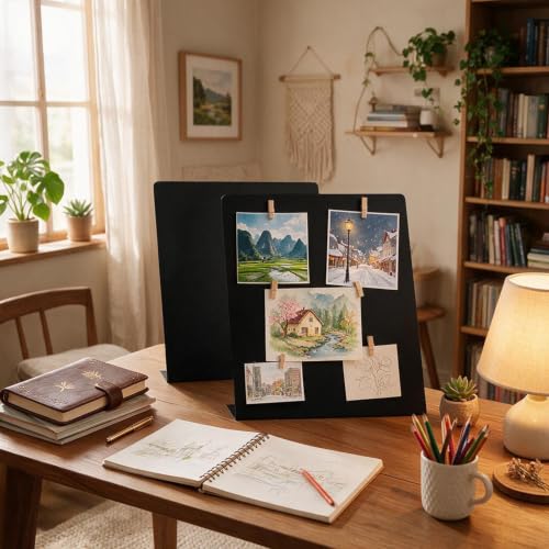 Magnetic Metal Display Stand, 2 Pack Magnetic Bulletin Board - color: Black