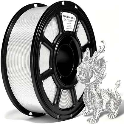 Silk PLA Filament 1.75mm,3D Printer Filament with a Metallic Glossy Finish, Dimensional Accuracy +/- 0.02 mm, 1kg Spool(2.2lbs) Fits for Most FDM 3D (A-Silk Silver Pla) - color: A-silk Silver Pla