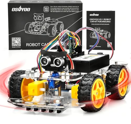 OSOYOO IoT Smart Robot Car Kit for Arduino – Classroom STEM Robotics Kit with WiFi & Bluetooth Control, Coding & Electronics Learning Platform for Schools - style: V2.1 robot car with battery